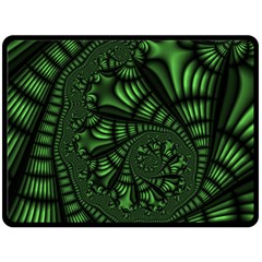 Fractal Drawing Green Spirals Fleece Blanket (large)  by Simbadda