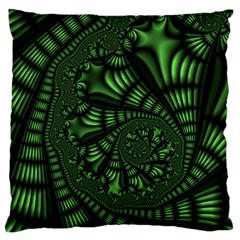 Fractal Drawing Green Spirals Large Cushion Case (one Side) by Simbadda