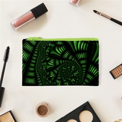 Fractal Drawing Green Spirals Cosmetic Bag (xs) by Simbadda