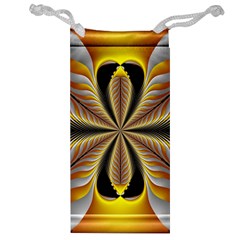 Fractal Yellow Butterfly In 3d Glass Frame Jewelry Bag by Simbadda