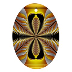 Fractal Yellow Butterfly In 3d Glass Frame Oval Ornament (two Sides) by Simbadda