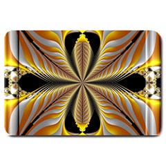 Fractal Yellow Butterfly In 3d Glass Frame Large Doormat  by Simbadda