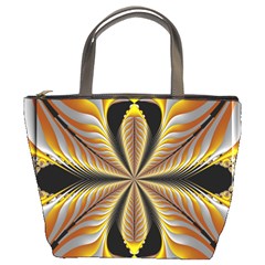 Fractal Yellow Butterfly In 3d Glass Frame Bucket Bags by Simbadda