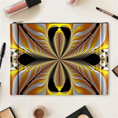 Fractal Yellow Butterfly In 3d Glass Frame Cosmetic Bag (xl) by Simbadda