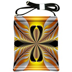 Fractal Yellow Butterfly In 3d Glass Frame Shoulder Sling Bags by Simbadda