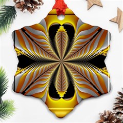 Fractal Yellow Butterfly In 3d Glass Frame Snowflake Ornament (two Sides) by Simbadda