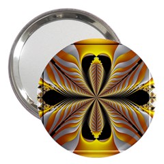 Fractal Yellow Butterfly In 3d Glass Frame 3  Handbag Mirrors by Simbadda