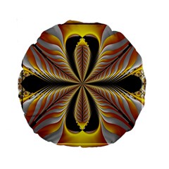 Fractal Yellow Butterfly In 3d Glass Frame Standard 15  Premium Round Cushions by Simbadda