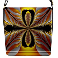 Fractal Yellow Butterfly In 3d Glass Frame Flap Messenger Bag (s) by Simbadda