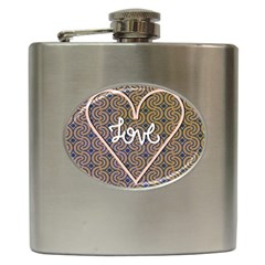 I Love You Love Background Hip Flask (6 Oz) by Simbadda