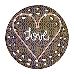 I Love You Love Background Round Filigree Ornament (two Sides) by Simbadda