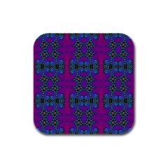 Purple Seamless Pattern Digital Computer Graphic Fractal Wallpaper Rubber Square Coaster (4 pack) 