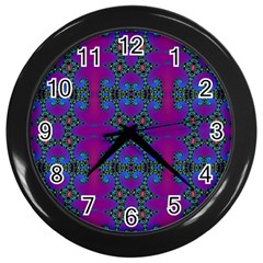 Purple Seamless Pattern Digital Computer Graphic Fractal Wallpaper Wall Clocks (black) by Simbadda