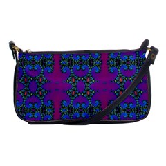 Purple Seamless Pattern Digital Computer Graphic Fractal Wallpaper Shoulder Clutch Bags by Simbadda