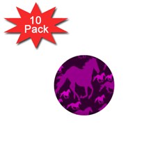 Pink Horses Horse Animals Pattern Colorful Colors 1  Mini Buttons (10 Pack)  by Simbadda