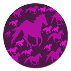 Pink Horses Horse Animals Pattern Colorful Colors Magnet 5  (round) by Simbadda