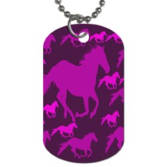 Pink Horses Horse Animals Pattern Colorful Colors Dog Tag (one Side) by Simbadda