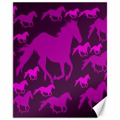 Pink Horses Horse Animals Pattern Colorful Colors Canvas 11  X 14   by Simbadda