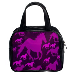 Pink Horses Horse Animals Pattern Colorful Colors Classic Handbags (2 Sides) by Simbadda