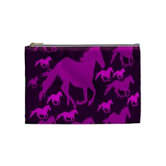 Pink Horses Horse Animals Pattern Colorful Colors Cosmetic Bag (medium)  by Simbadda