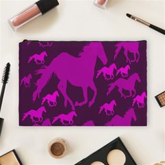 Pink Horses Horse Animals Pattern Colorful Colors Cosmetic Bag (large)  by Simbadda