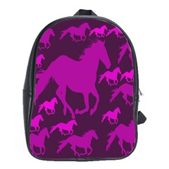 Pink Horses Horse Animals Pattern Colorful Colors School Bags(large)  by Simbadda