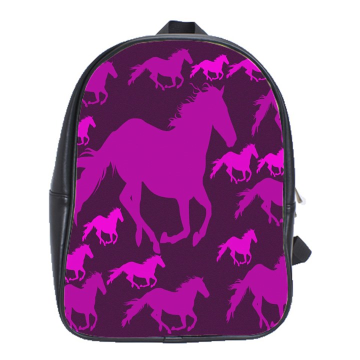 Pink Horses Horse Animals Pattern Colorful Colors School Bags(Large) 