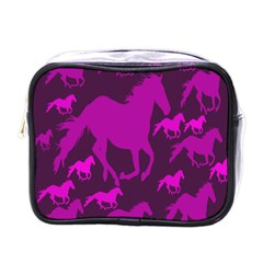 Pink Horses Horse Animals Pattern Colorful Colors Mini Toiletries Bags by Simbadda