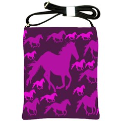 Pink Horses Horse Animals Pattern Colorful Colors Shoulder Sling Bags by Simbadda