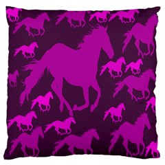 Pink Horses Horse Animals Pattern Colorful Colors Large Cushion Case (one Side) by Simbadda