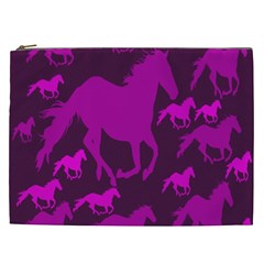 Pink Horses Horse Animals Pattern Colorful Colors Cosmetic Bag (xxl)  by Simbadda