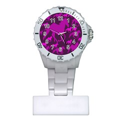 Pink Horses Horse Animals Pattern Colorful Colors Plastic Nurses Watch by Simbadda