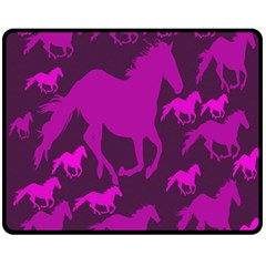 Pink Horses Horse Animals Pattern Colorful Colors Double Sided Fleece Blanket (medium)  by Simbadda