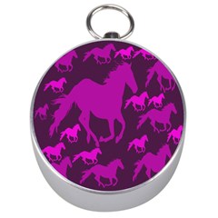 Pink Horses Horse Animals Pattern Colorful Colors Silver Compasses by Simbadda