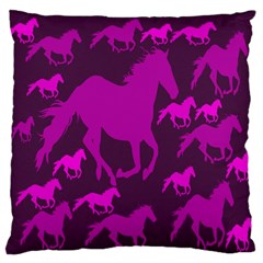 Pink Horses Horse Animals Pattern Colorful Colors Large Flano Cushion Case (one Side) by Simbadda