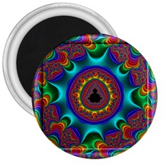 3d Glass Frame With Kaleidoscopic Color Fractal Imag 3  Magnets by Simbadda