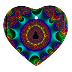 3d Glass Frame With Kaleidoscopic Color Fractal Imag Ornament (heart) by Simbadda