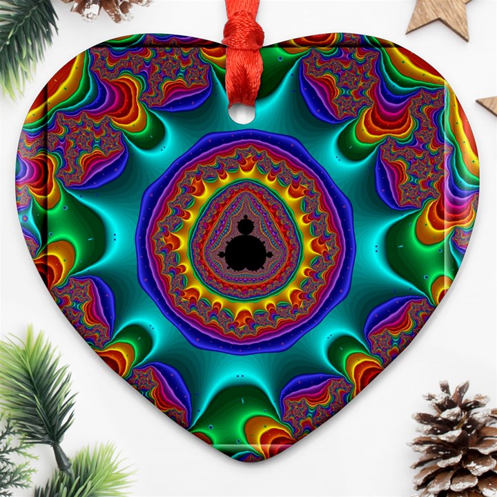 3d Glass Frame With Kaleidoscopic Color Fractal Imag Ornament (Heart)