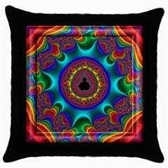 3d Glass Frame With Kaleidoscopic Color Fractal Imag Throw Pillow Case (black) by Simbadda