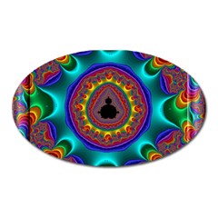 3d Glass Frame With Kaleidoscopic Color Fractal Imag Oval Magnet by Simbadda