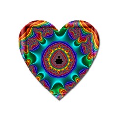 3d Glass Frame With Kaleidoscopic Color Fractal Imag Heart Magnet by Simbadda