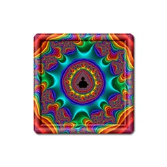 3d Glass Frame With Kaleidoscopic Color Fractal Imag Square Magnet by Simbadda