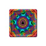 3d Glass Frame With Kaleidoscopic Color Fractal Imag Square Magnet Front