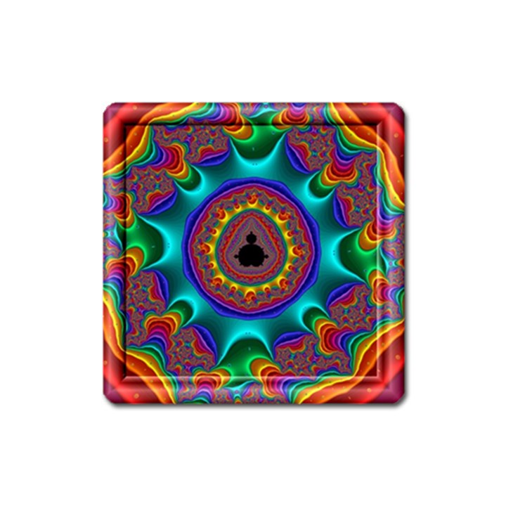 3d Glass Frame With Kaleidoscopic Color Fractal Imag Square Magnet