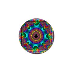 3d Glass Frame With Kaleidoscopic Color Fractal Imag Golf Ball Marker by Simbadda