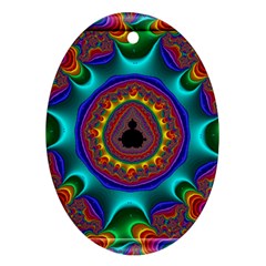 3d Glass Frame With Kaleidoscopic Color Fractal Imag Oval Ornament (two Sides) by Simbadda