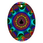 3d Glass Frame With Kaleidoscopic Color Fractal Imag Oval Ornament (Two Sides) Back