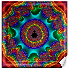 3d Glass Frame With Kaleidoscopic Color Fractal Imag Canvas 12  X 12   by Simbadda