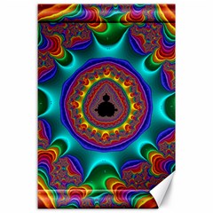 3d Glass Frame With Kaleidoscopic Color Fractal Imag Canvas 24  X 36  by Simbadda