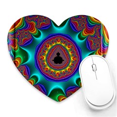 3d Glass Frame With Kaleidoscopic Color Fractal Imag Heart Mousepads by Simbadda